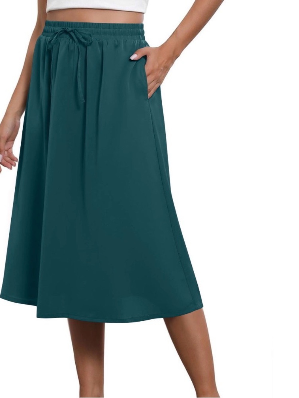 Everyday A-Line Midi Skirt in Teal